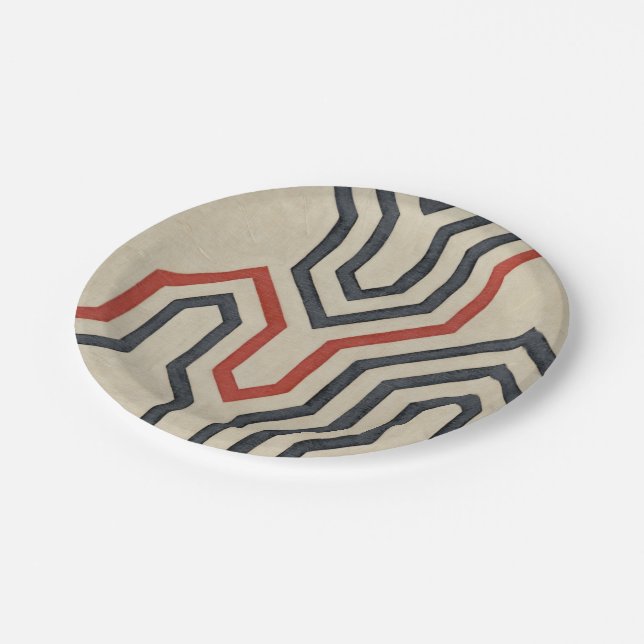 Orange & Blue Graphics Pappteller (Schrägansicht)