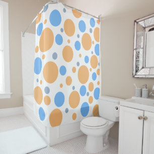 Orange Blue Grey Geometric Circles Duschvorhang