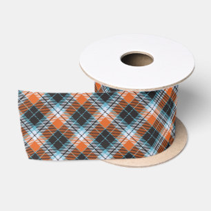 Orange Blue Kariertes Muster Satinband