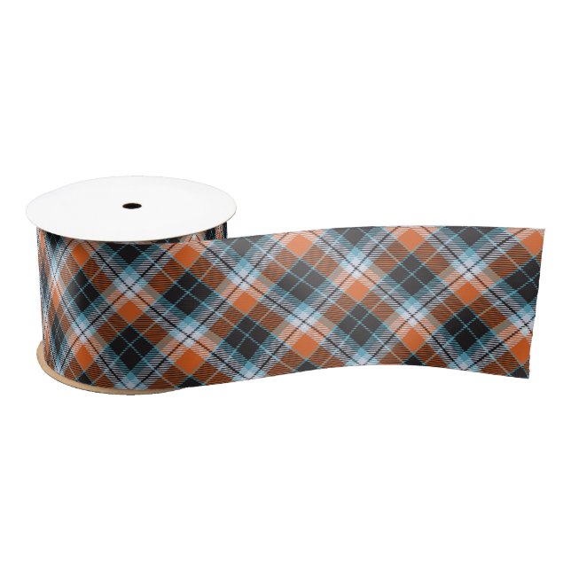 Orange Blue Kariertes Muster Satinband (Spule)