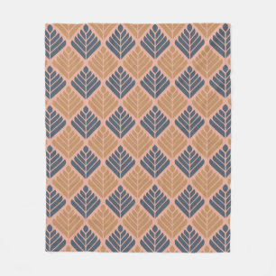 Orange Blue Leaf-like Mitte des Jahrhunderts Moder Fleecedecke