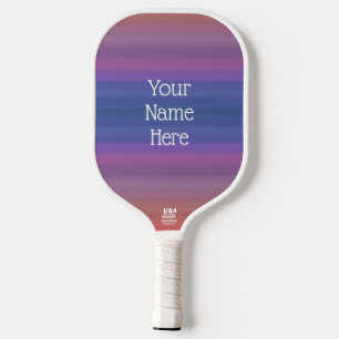 Orange Blue Lila Stripes Muster mit Name Pickleball Schläger