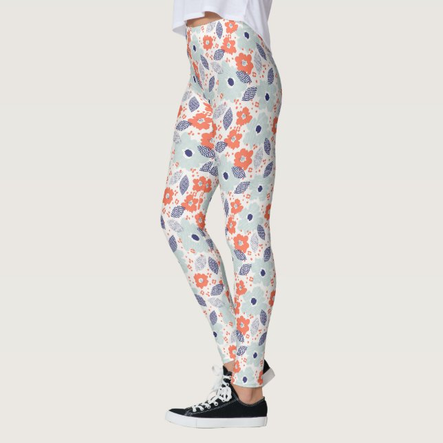 Orange & Blue Modern Blume Pattern Leggings (Links)