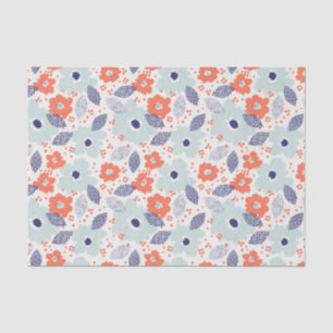 Orange & Blue Modern Blume Pattern Seidenpapier