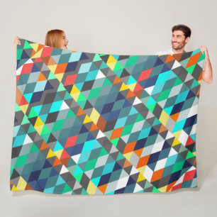 Orange Blue Modern Minze Abstrakt Triangle Pattern Fleecedecke