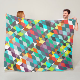 Orange Blue Modern Minze Abstrakt Triangle Pattern Fleecedecke