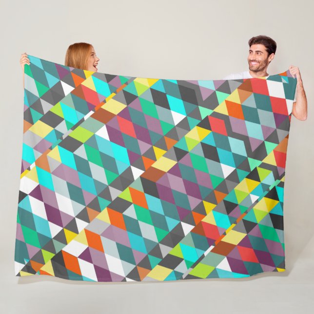 Orange Blue Modern Minze Abstrakt Triangle Pattern Fleecedecke (Beispiel)