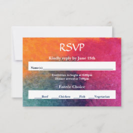 Orange Blue Pink Watercolor - RSVP Karte