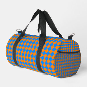 Orange Blue Schachbrett Diamond Pattern Duffle Bag