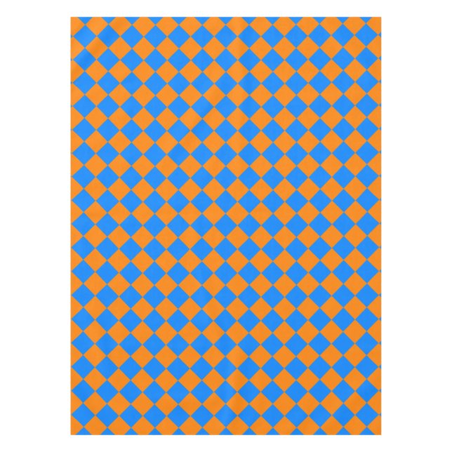 Orange Blue Schachbrett Diamond Pattern Tischdecke (Vorderseite)