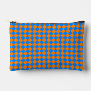 Orange Blue Schachbrett Diamond Pattern Zubehörtasche