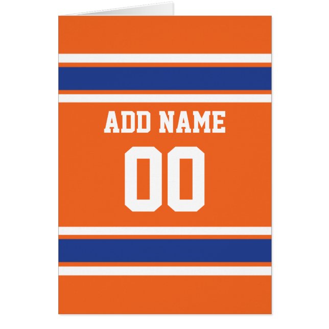 Orange Blue Sports Jersey avec nom et numéro (Devant)