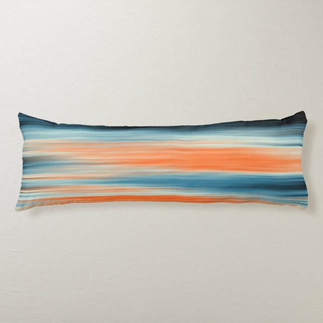 Orange Blue Stripes Seitenschläferkissen (Vorderseite)