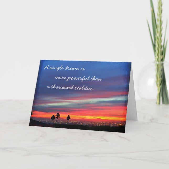 Orange Blue Sunset Single Dream Powerful Quote Karte (Vorderseite)