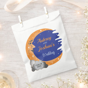 Orange & Blue Über den Mond Hochzeit Personalisier Geschenktütchen