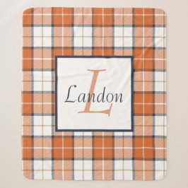 Orange, Blue und White Tartan Kariert Sherpadecke
