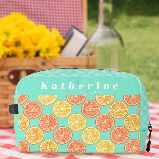 Orange Blue Waschbeutel (Orange Design Teal Blue Dopp Kit Personalized.)