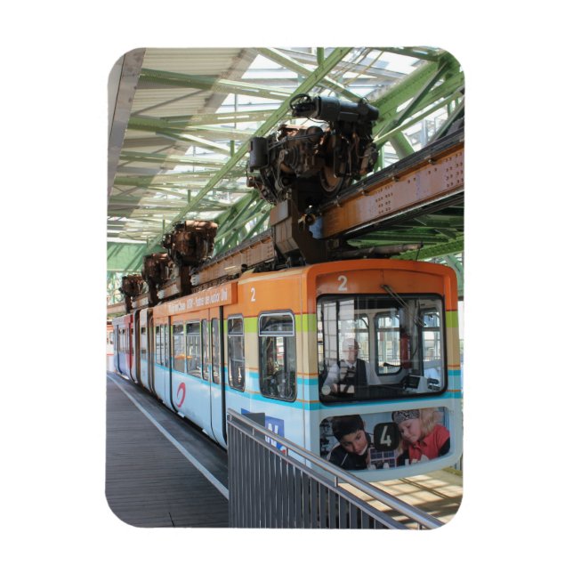 Orange Blue Wuppertal Floating Train Magnet (Vertikal)