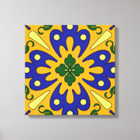 Orange Blue Yellow Spanish Tile Leinwand Kunst, Di