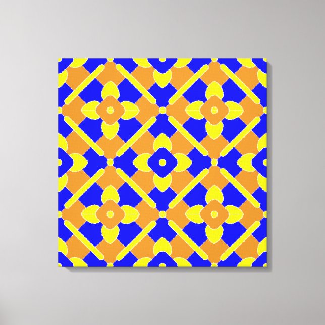 Orange Blue Yellow Spanish Tile Pattern Leinwanddruck (Vorderseite)