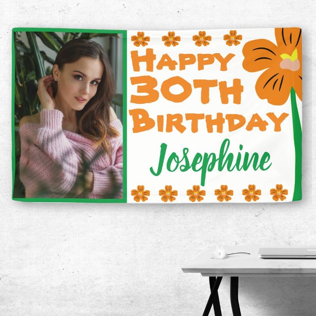 Orange Blume 30. Foto Geburtstag Banner (Von Creator hochgeladen)