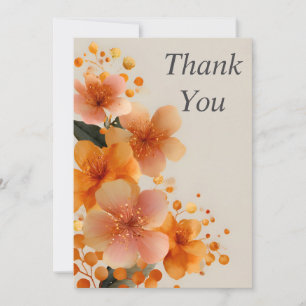 Orange Blume auf Beige Danke-Karte Einladung