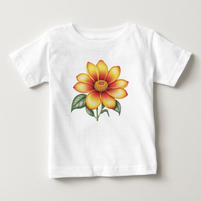 Orange Blume Baby T-shirt (Vorderseite)