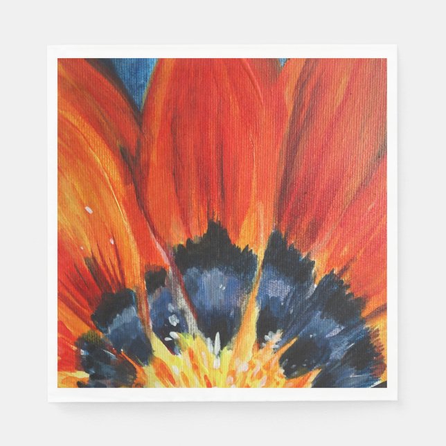 Orange Blume Blätter Malpapier Napkin Serviette (Vorderseite)