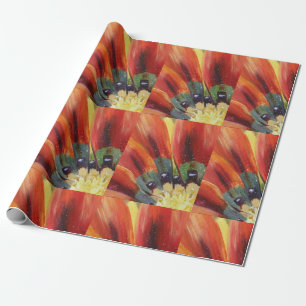 Orange Blume Blätter Matte Wrapping Paper Geschenkpapier