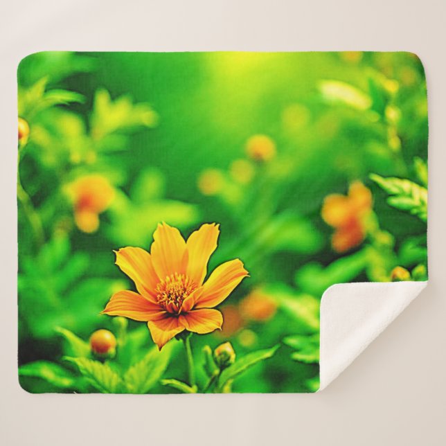 Orange Blume Bokeh Sunny Sherpadecke (Vorderseite (Horizontal))