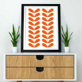 Orange Blume Buds Mid Century Modern Styling Poster