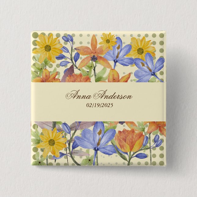 ORANGE-BLUME BUTTON (Vorderseite)