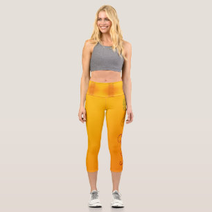 Orange Blume Capri Leggings