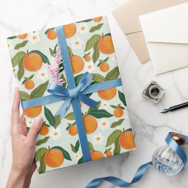 Orange Blume Citrus Clementine Geschenkpapier (Von Creator hochgeladen)