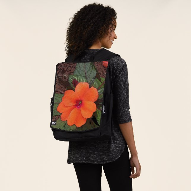 Orange Blume Closeup Rucksack (Ausgewaschen)