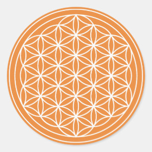 Orange Blume des Leben-Aufklebers Runder Aufkleber