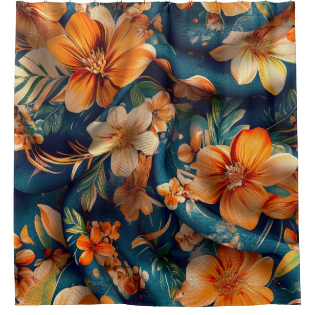 Orange Blume Duschvorhang (Vorderseite)