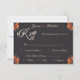 Orange Blume Elegante formale RSVP-Karte RSVP Karte