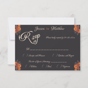Orange Blume Elegante formale RSVP-Karte RSVP Karte
