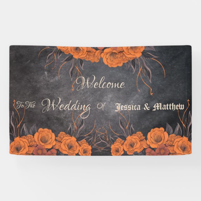 Orange Blume Elegante Hochzeit Banner (Horizontal)