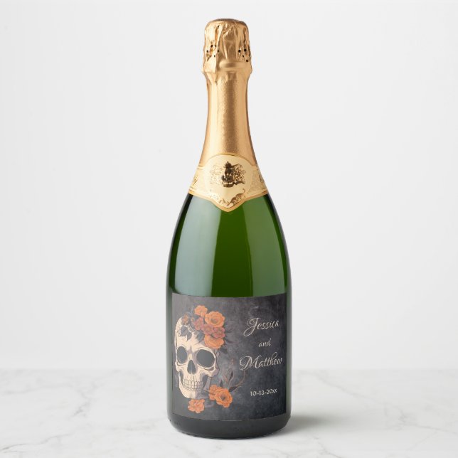 Orange Blume Elegante Hochzeit Skull (Vorderseite)