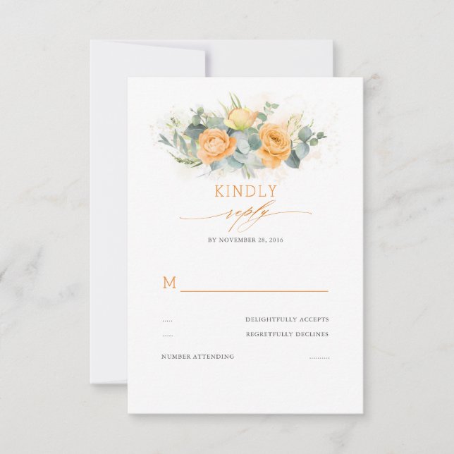 Orange Blume Elegante Wedding UAWG RSVP Karte (Vorderseite)