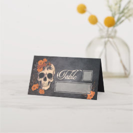 Orange Blume Eleganter Tisch und Name Ort Platzkarte