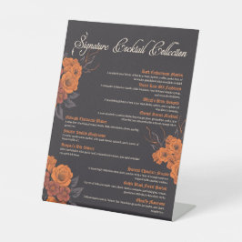 Orange Blume Elegantes Cocktailmenü Sockelschild