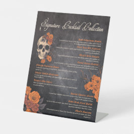 Orange Blume Elegantes Cocktailmenü Sockelschild
