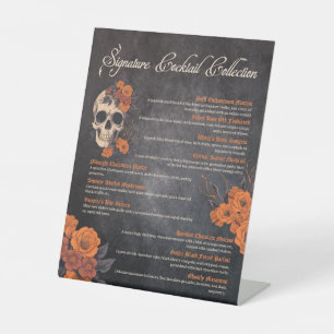 Orange Blume Elegantes Cocktailmenü Sockelschild