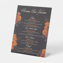 Orange Blume Elegantes Getränkemenü Sockelschild