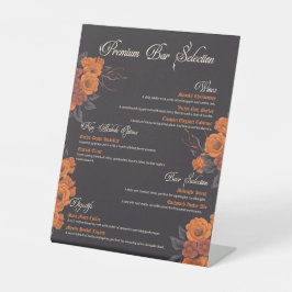 Orange Blume Elegantes Getränkemenü Sockelschild