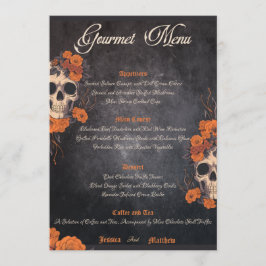 Orange Blume elegantes Gourmetmenü Menükarte