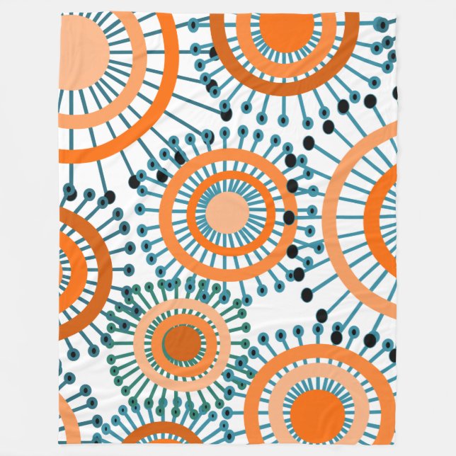 Orange Blume Fleecedecke (Vorderseite)